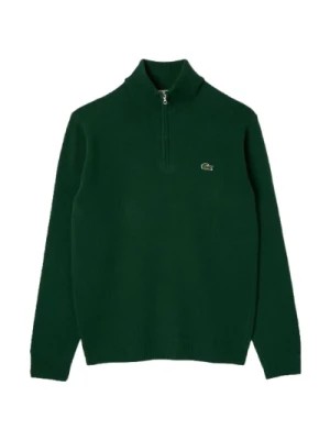 Zdjęcie produktu Zielony Sweter z Wysokim Kołnierzem i Zamkiem Lacoste