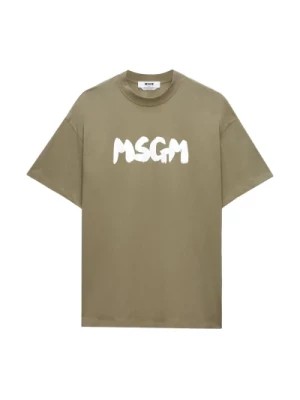 Zdjęcie produktu Zielony T-shirt z nadrukiem logo Msgm
