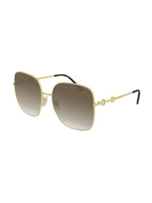 Zdjęcie produktu Złote brązowe okulary Szykowny model Gucci