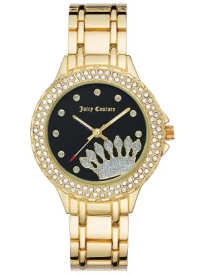 Zdjęcie produktu Złoty Damski Zegarek Analogowy z Ozdobioną Cyferblatem ze Strasami Juicy Couture