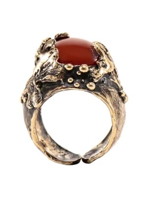Zdjęcie produktu Złoty Pierścień Liść Ginko Kamień Axum