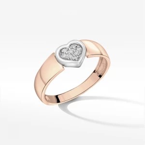 Zdjęcie produktu Złoty pierścionek z motywem serca i brylantem