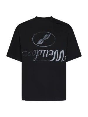 Zdjęcie produktu Zniszczony Czarny T-shirt z odwróconym logo We11Done
