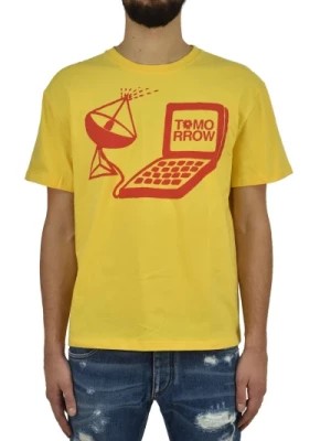 Zdjęcie produktu Żółta Bawełniana Męska Koszulka z Monochromatycznym Nadrukiem Stella McCartney