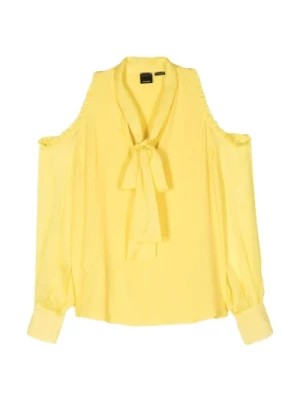 Zdjęcie produktu Żółta bluzka z odkrytymi ramionami i falbanami Pinko