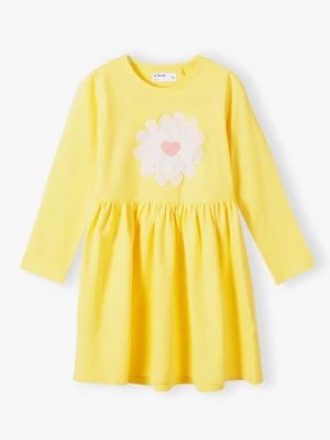 Zdjęcie produktu Żółta dzianinowa sukienka z długim rękawem dla dziewczynki 5.10.15.