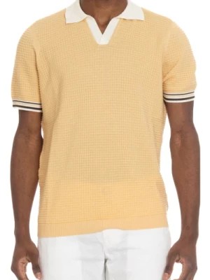 Zdjęcie produktu Żółta Koszulka Polo z Kontrastem 3D Waffle Drumohr