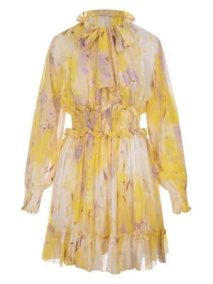 Zdjęcie produktu Żółta Kwiatowa Sukienka Georgette Msgm