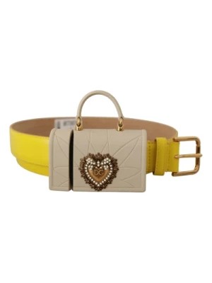 Zdjęcie produktu Żółta skórzana mikro torba na słuchawki z sercem Devotion Dolce & Gabbana