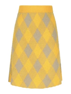 Zdjęcie produktu Żółta Spódnica z Włókna Wełnianego i Wzorem Equestrian Knight Burberry