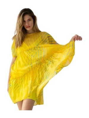 Zdjęcie produktu Żółta sukienka z efektem tie-dye i falbanami Beatrice .b