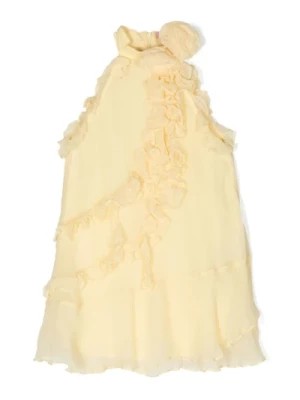 Zdjęcie produktu Żółta Sukienka z Rzeźbionymi Falbankami Blumarine