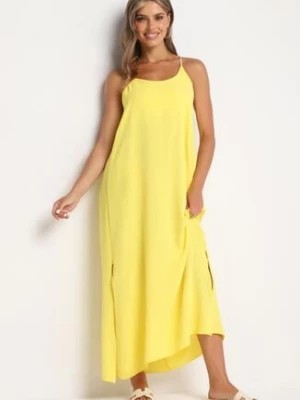 Zdjęcie produktu Żółta Taliowana Sukienka na Ramiączkach Rivaniell
