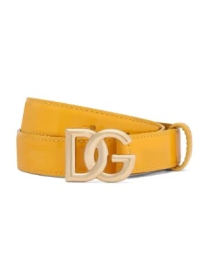 Zdjęcie produktu Żółte Paski z Lakierowanej Skóry z Logo Dolce & Gabbana