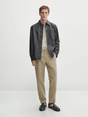 Zdjęcie produktu Zwężane Spodnie Z Bawełnianej Mieszanki - Norkowy - - Massimo Dutti - Mężczyzna