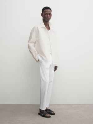 Zdjęcie produktu Zwężane Spodnie Z Mikrofakturą - Biały - - Massimo Dutti - Mężczyzna
