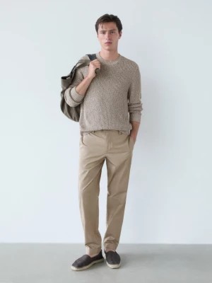 Zdjęcie produktu Zwężane Spodnie Z Popeliny - Popielaty - - Massimo Dutti - Mężczyzna